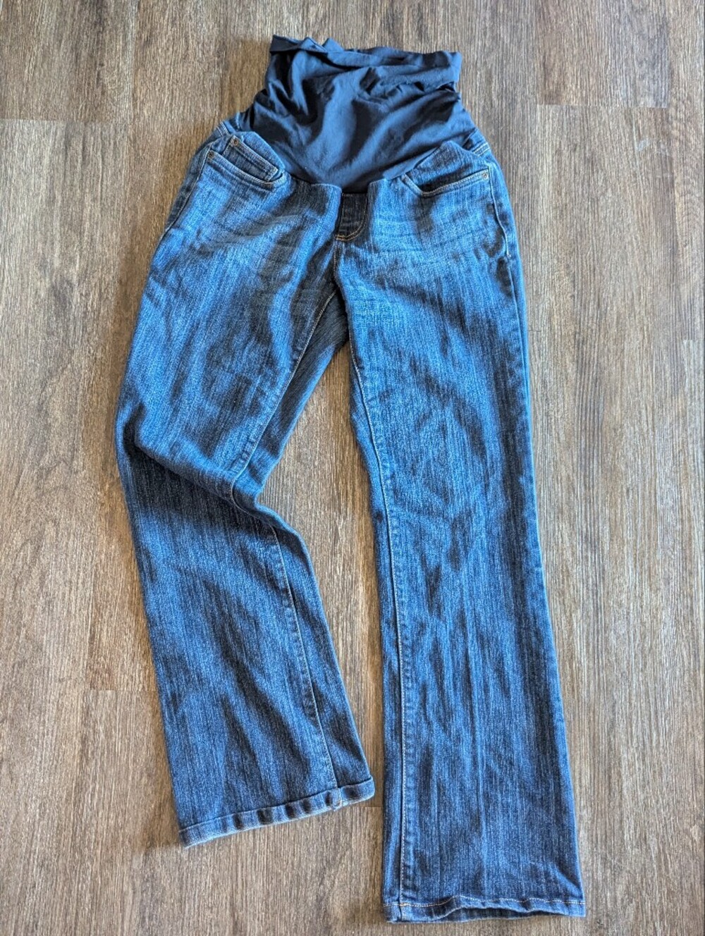 Motherhood Maternity Straight-Leg Jeans with Stretch Panel - Dark Blue Sz Medium